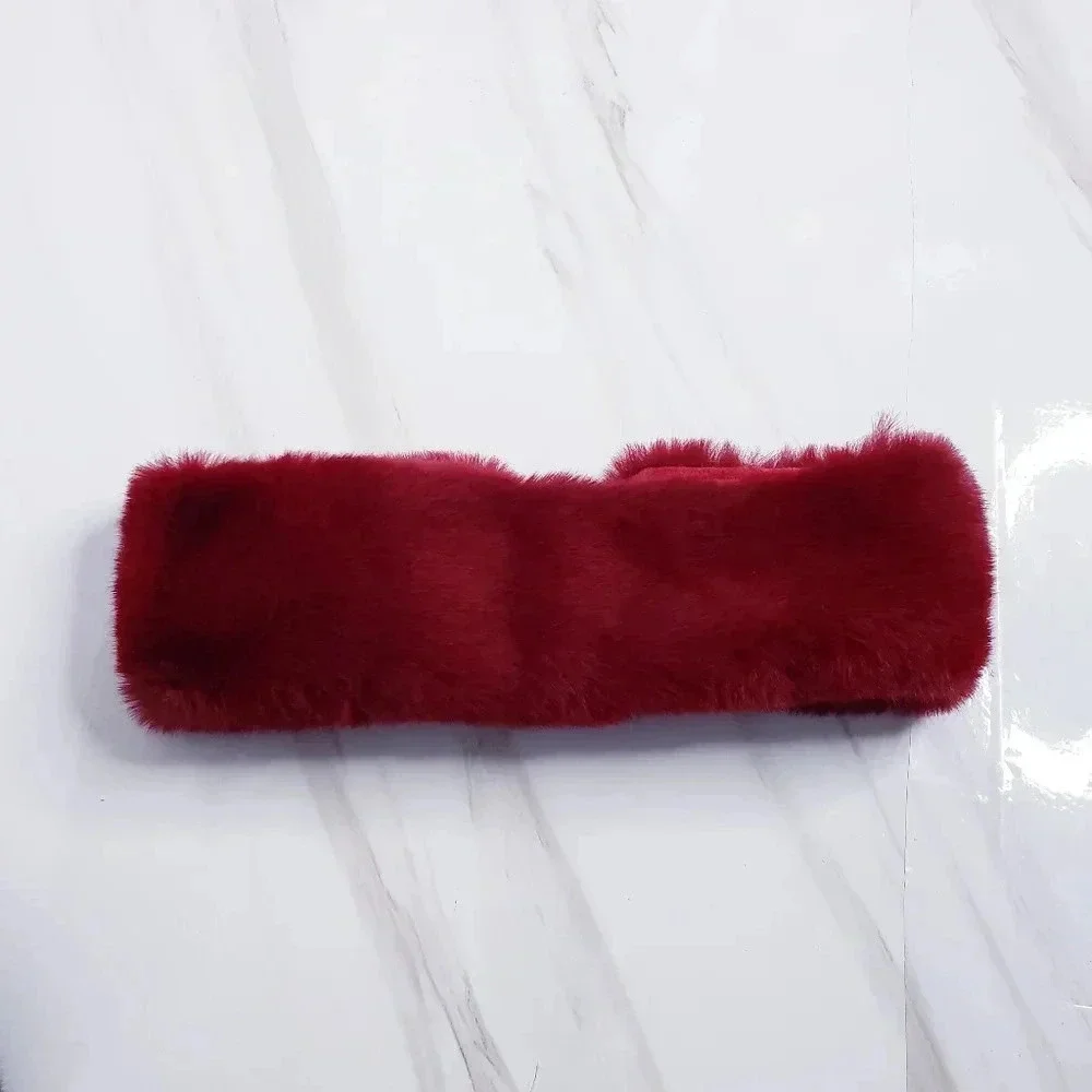 Chico’s Faux Fur Headband Holly Red Cold Weather Lined Cozy Soft